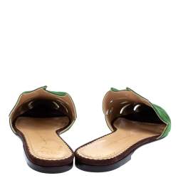 Pre Owned Charlotte Olympia Green Suede Leather Verdant Pointed Toe Flat Mules Size 40