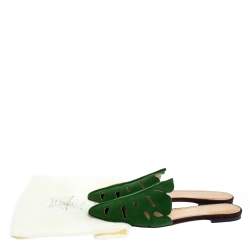 Pre Owned Charlotte Olympia Green Suede Leather Verdant Pointed Toe Flat Mules Size 40