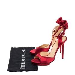 Pre Owned Charlotte Olympia Red Satin Wallace Ankle Strap Sandals Size 38
