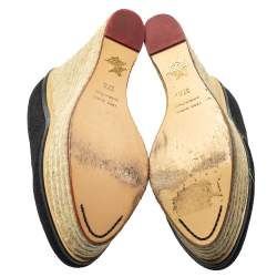 Pre Owned حذاء كعب عالى شارلوت أوليمبيا إسبادريلز كعب روكى كارمن رافيا أسود مقاس 37.5