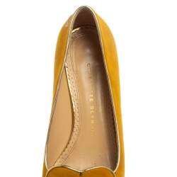 Pre Owned Charlotte Olympia Mustard Suede Zodiac Flats Size 38.5