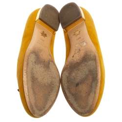 Pre Owned Charlotte Olympia Mustard Suede Zodiac Flats Size 38.5