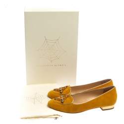 Pre Owned Charlotte Olympia Mustard Suede Zodiac Flats Size 38.5