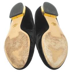 Pre Owned Charlotte Olympia Black Velvet Spider Embellished Smoking Loafers Size 38