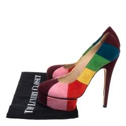 Charlotte Olympia Multicolor Striped Suede Priscilla Platform Pumps Size 36.5