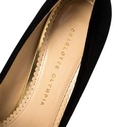 Pre Owned Charlotte Olympia Black Velvet Dolly Platform Pumps Size 40