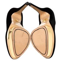 Pre Owned Charlotte Olympia Black Velvet Dolly Platform Pumps Size 40