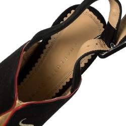 Charlotte Olympia Black Suede Face To Face Slingback Sandals Size 37