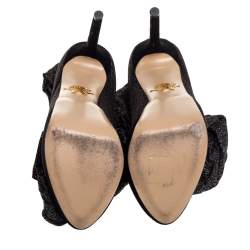 Pre Owned بوت بطول الفخذ شارلوت أوليمبيا قماش غليتر سترتش مقاس 38