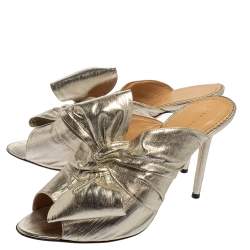Charlotte Olympia Gold Lurex  Bow Slip On Sandals Size 42