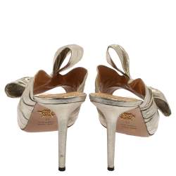 Charlotte Olympia Gold Lurex  Bow Slip On Sandals Size 42