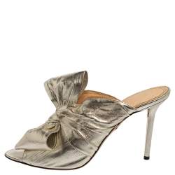 Charlotte Olympia Gold Lurex  Bow Slip On Sandals Size 42