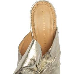 Charlotte Olympia Gold Lurex  Bow Slip On Sandals Size 42