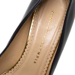 مملوكة مسبقًا Charlotte Olympia Black Leather Dolly Platform Pumps Size 38