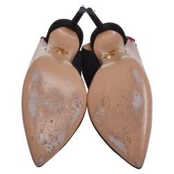 Charlotte Olympia Beige/Black Patent Leather And Suede Slingback Pumps Size 40