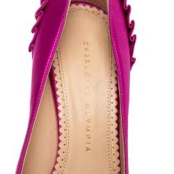 Pre Owned Charlotte Olympia Pink Satin Paloma Fan Pleat Platform Pumps Size 38