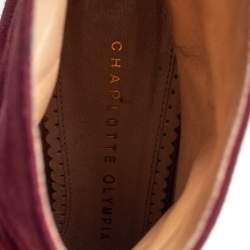 Pre Owned Charlotte Olympia Burgundy Suede  Ankle Boots Size 36