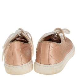 Charlotte Olympia Peach Satin Web Low Top Sneakers Size 36.5