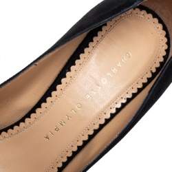 Pre Owned حذاء كعب عالي شارلوت أوليمبيا دوللي سويدي أسود مرصع نعل سميك مقاس 37.5