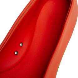 Pre Owned Charlotte Olympia Orange Rubber Kitty Flats Size 41
