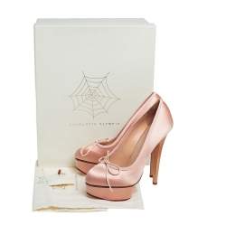 مملوكة مسبقًا Charlotte Olympic Pink Satin Platform Pumps Size 37.5