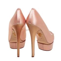 مملوكة مسبقًا Charlotte Olympic Pink Satin Platform Pumps Size 37.5