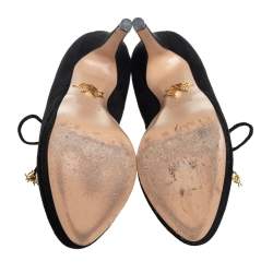 Pre Owned Charlotte Olympia Black Suede And Mesh Minerva Web Ankle Boots Size 37