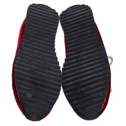 Pre Owned Charlotte Olympia Red Velvet Dragon Sneakers Size 38 