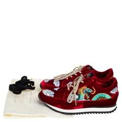 Pre Owned Charlotte Olympia Red Velvet Dragon Sneakers Size 38 