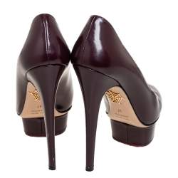 مملوكة مسبقًا حذاء كعب عالي شارلوت اوليمبيا دوللي نعل سميك جلد عنابي مقاس 37