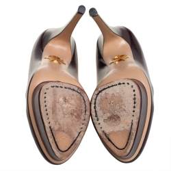 مملوكة مسبقًا حذاء كعب عالي شارلوت اوليمبيا دوللي نعل سميك جلد عنابي مقاس 37