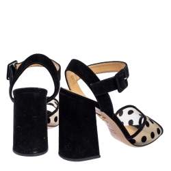 Pre Owned Charlotte Olympia Black Mesh And Suede Polka Dot Emma Sandals Size 39