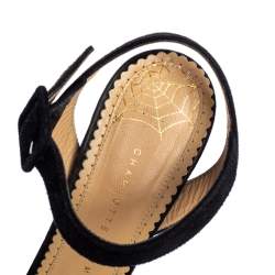 Pre Owned Charlotte Olympia Black Mesh And Suede Polka Dot Emma Sandals Size 39