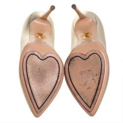 Pre Owned Charlotte Olympia Metallic Gold Leather Monroe Pumps Size 36