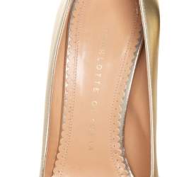 Pre Owned Charlotte Olympia Metallic Gold Leather Monroe Pumps Size 36