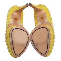 Pre Owned Charlotte Olympia Yellow Python Priscilla Platform Pumps Size 36