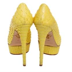 Pre Owned Charlotte Olympia Yellow Python Priscilla Platform Pumps Size 36