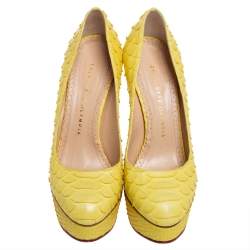 Pre Owned Charlotte Olympia Yellow Python Priscilla Platform Pumps Size 36