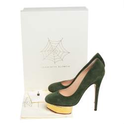 Charlotte Olympia Green Suede Dolly Platform Pumps Size 39