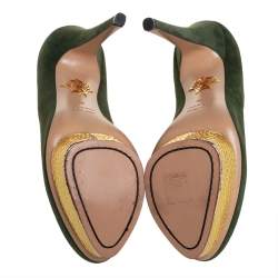 Charlotte Olympia Green Suede Dolly Platform Pumps Size 39
