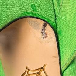 مملوكة مسبقًا Charlotte Olympia Green Fabric Knot Platform Ankle Strap Sandals Size 38