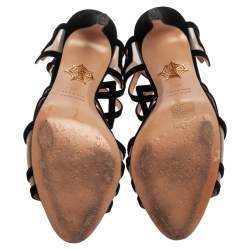 Pre Owned Charlotte Olympia Black Suede and Mesh Between The Lines Ankle Strap Sandals Size 39