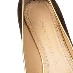 Pre Owned Charlotte Olympia Brown Suede Zodiac Taurus Embellished Smoking Slippers Size 39