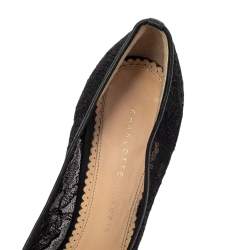 Pre Owned Charlotte Olympia Black Lace Dotty Pumps Size 40