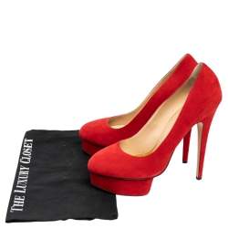 Charlotte Olympia Red Suede Dolly Platform Pumps Size 41