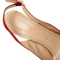 مملوكة مسبقًا صندل شارلوت أوليمبيا دوللي سويدي أحمر بنعل سميك بحزام كاحل مقاس 38