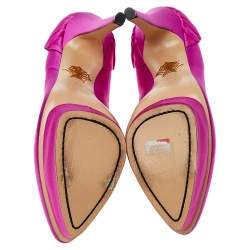 Pre Owned Charlotte Olympia Pink Satin Paloma Platform Pumps Size 39.5
