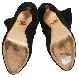 مملوكة مسبقًا حذاء بوت للركبة شارلوت اوليمبيا سويدي أسود ذو سحاب مقاس 38