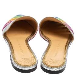 مملوكة مسبقًا حذاء سلايد شارلوت أوليمبيا جلد ثعبان منقوش متعدد الألوان مقاس 37