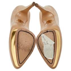 Charlotte Olympia Beige Suede Dolly Pumps Size 38.5